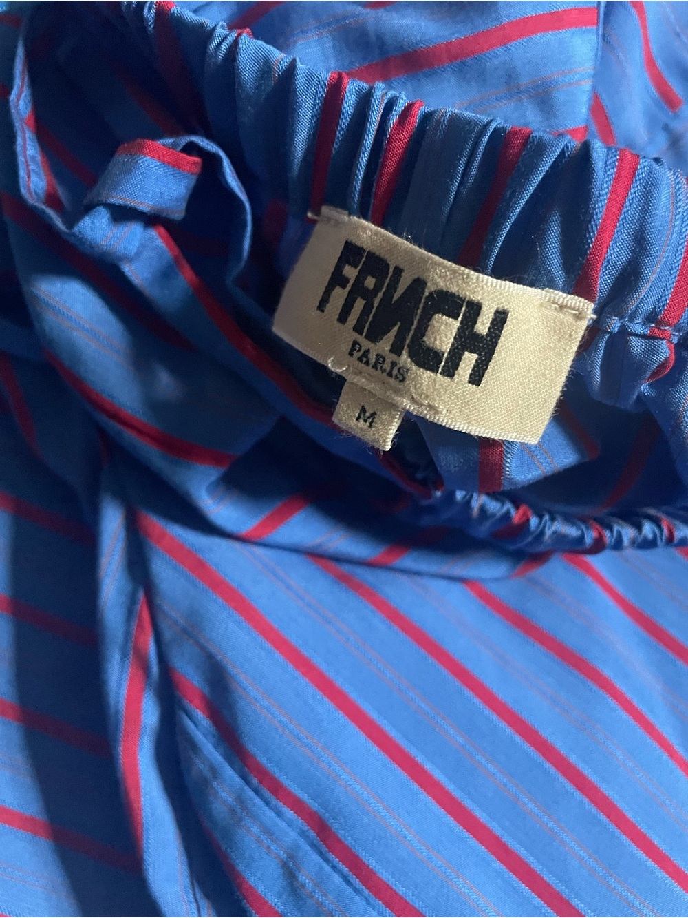 New without tags FRNCH Edeline Wide Leg Stripe Pants in Blue with Red Stripes - Picture 3 of 4